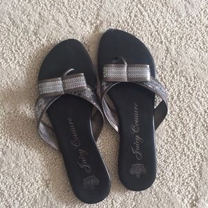 Juicy Couture sequined silver sandals